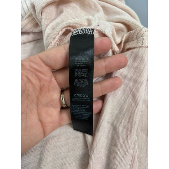 Chico's Travelers women's size 3 or large pink cap sleeve tunic top shimmer - Picture 7 of 7